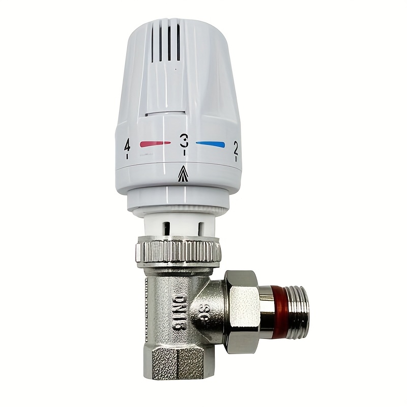1pc 1/2" Brass Nickel-plated Automatic Angle Radiator Valve With Temperature Head - High-temperature , Construction, No Electricity Required For Heating & Cooling Systems, , Materials