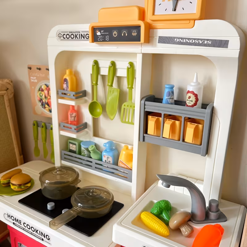 kids play kitchen set toddler kitchen playset cooking stove with steam play sink play food toy and kitchen accessories kitchen toy for kids girls boys christmas gift Product details 4