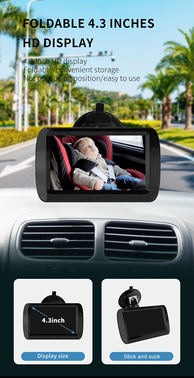 HD Youngsters Car Mirror with Night Vision - 10.92cm Rear Seat Viewing Camera, Low Power Consumption, Slim Design details 0