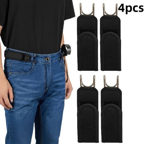 4pcs unisex elastic waistbands buckleless belt hanging metal hook elastic belt adjustable buckleless belt able stylish for men for everyday