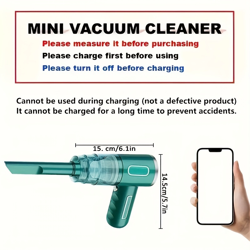 ultra powerful cordless handheld vacuum cleaner rechargeable portable for car office home use with cyclone suction usb charging stand up mini two in one details 1