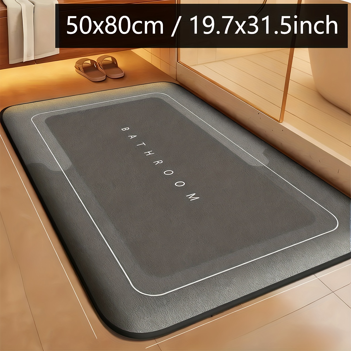 Image of Simple Flannel Bathroom Absorbent Mat Doorstep Mat Home Kitchen Mat Toilet Quick-drying Foot Pad Anti-slip Entrance Mat