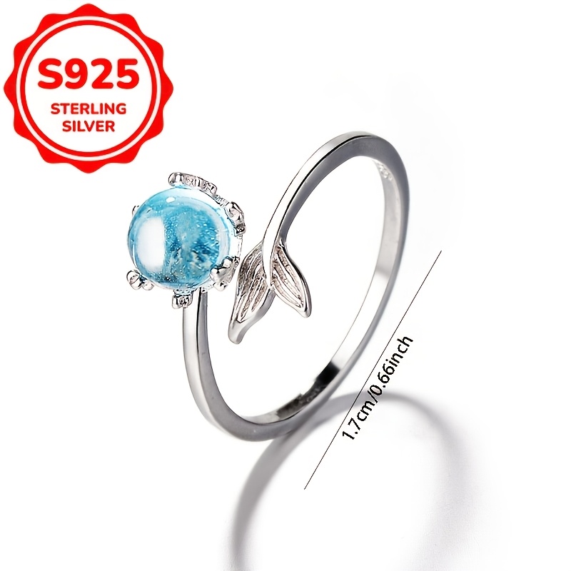 2pcs Women's Fashion Stud Earrings & Mermaid Bubble Ring Set