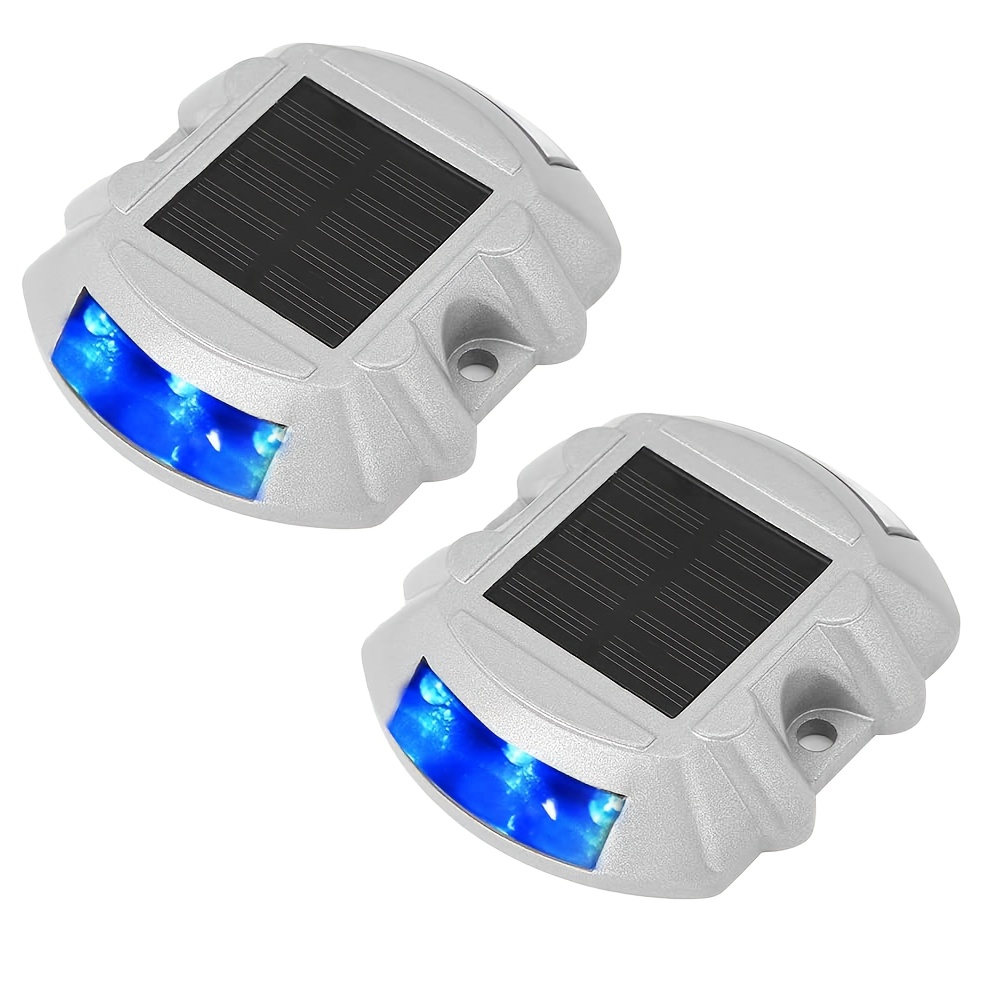 TEMU 1/2/4pcs Solar Road Stud Light, Ip65 Aluminum Alloy Solar Led Pathway Marker For Garden Ground (blue Light)