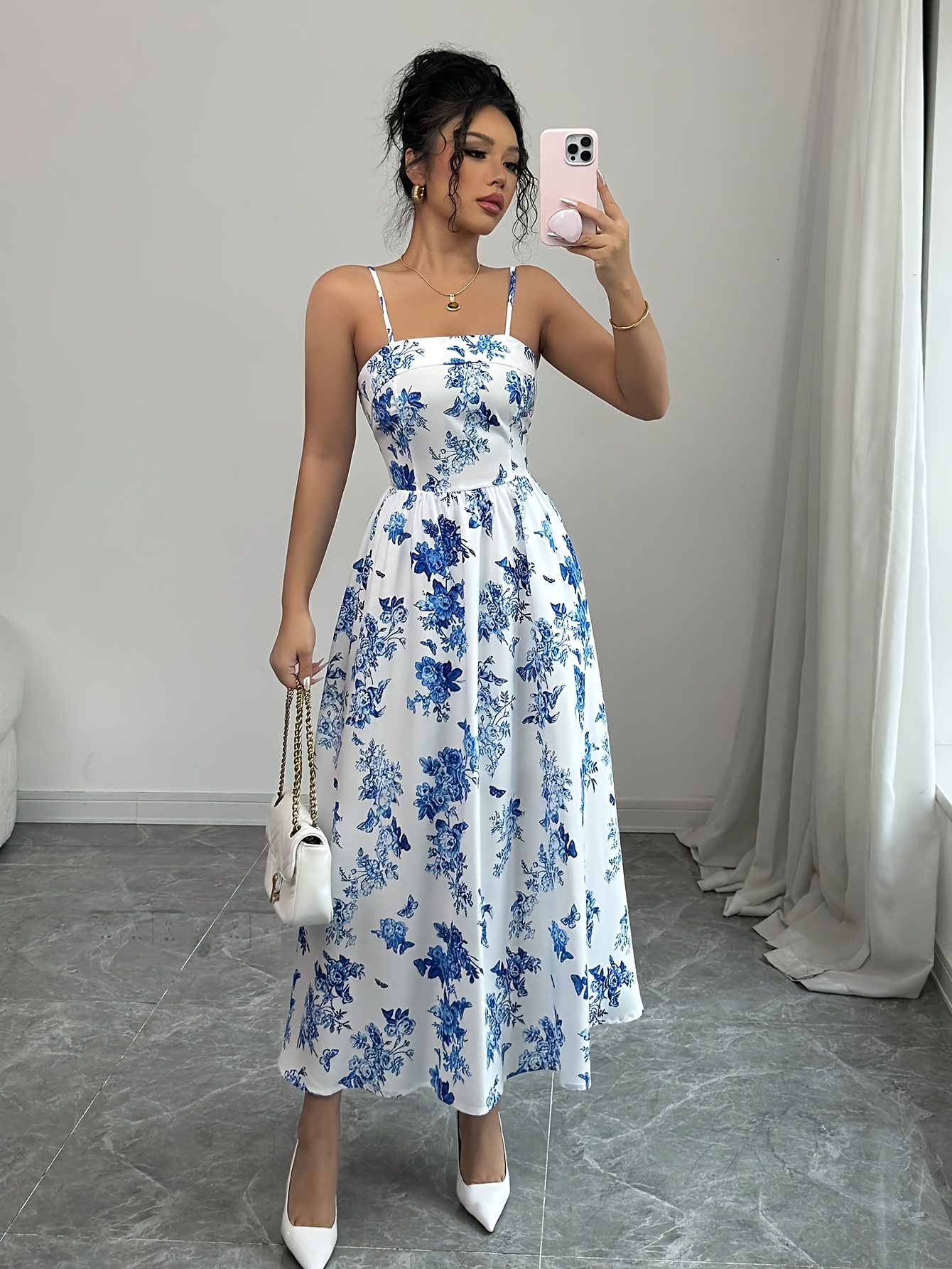 elegant floral print sleeveless maxi dress off shoulder bodycon style with scalloped hem lightweight polyester for summer womens fashion casual summer wear floral maxi dress glossy texture mixed color 0