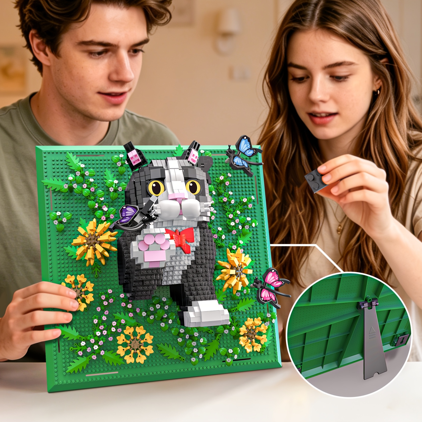 Garden Cow Cat 3D Pixel Block Painting Set