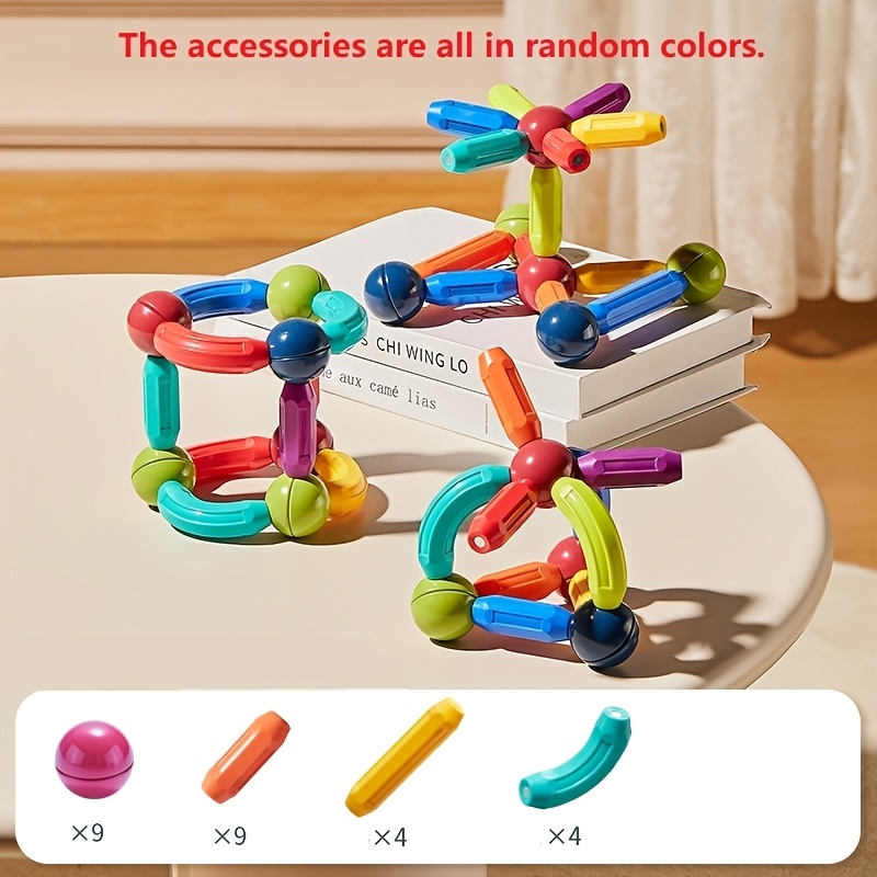 Image of Diy Magnetic Building Rods For Kids, Creative Building Block Toy Set To Children's Skills, Birthday Gift For Boys And Girls, Thanksgiving/christmas/birthday Holiday Gift