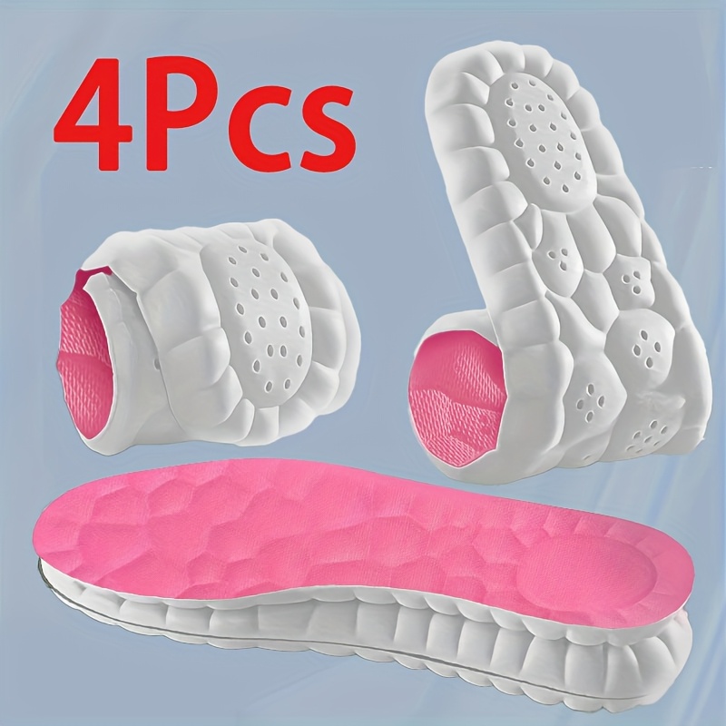 4pcs Sponge Sports Shoe Insoles, Shock-Absorbing, Comfortable, Breathable, for Men, Women, Running Accessories