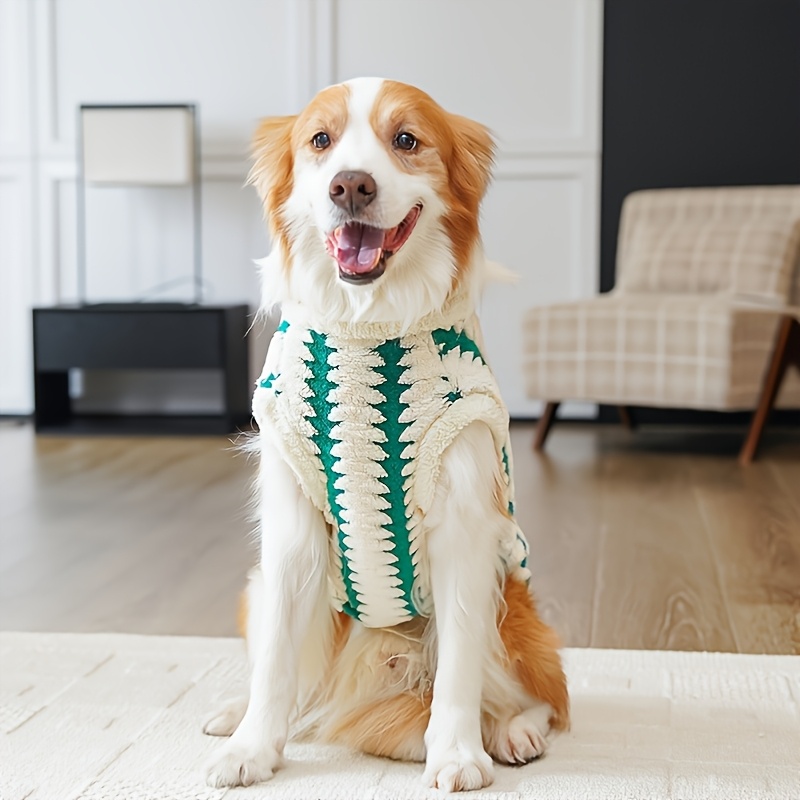 new christmas medium and large dog clothes striped plush dog clothes pet clothes Product details 4
