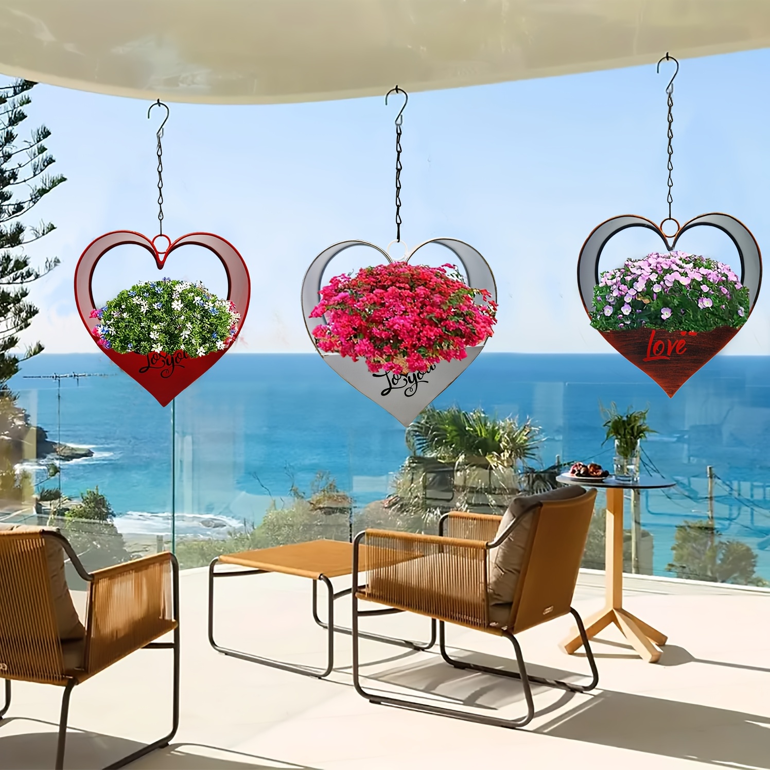 1pc heart shaped hanging flower pot outdoor plants self - Temu Mexico
