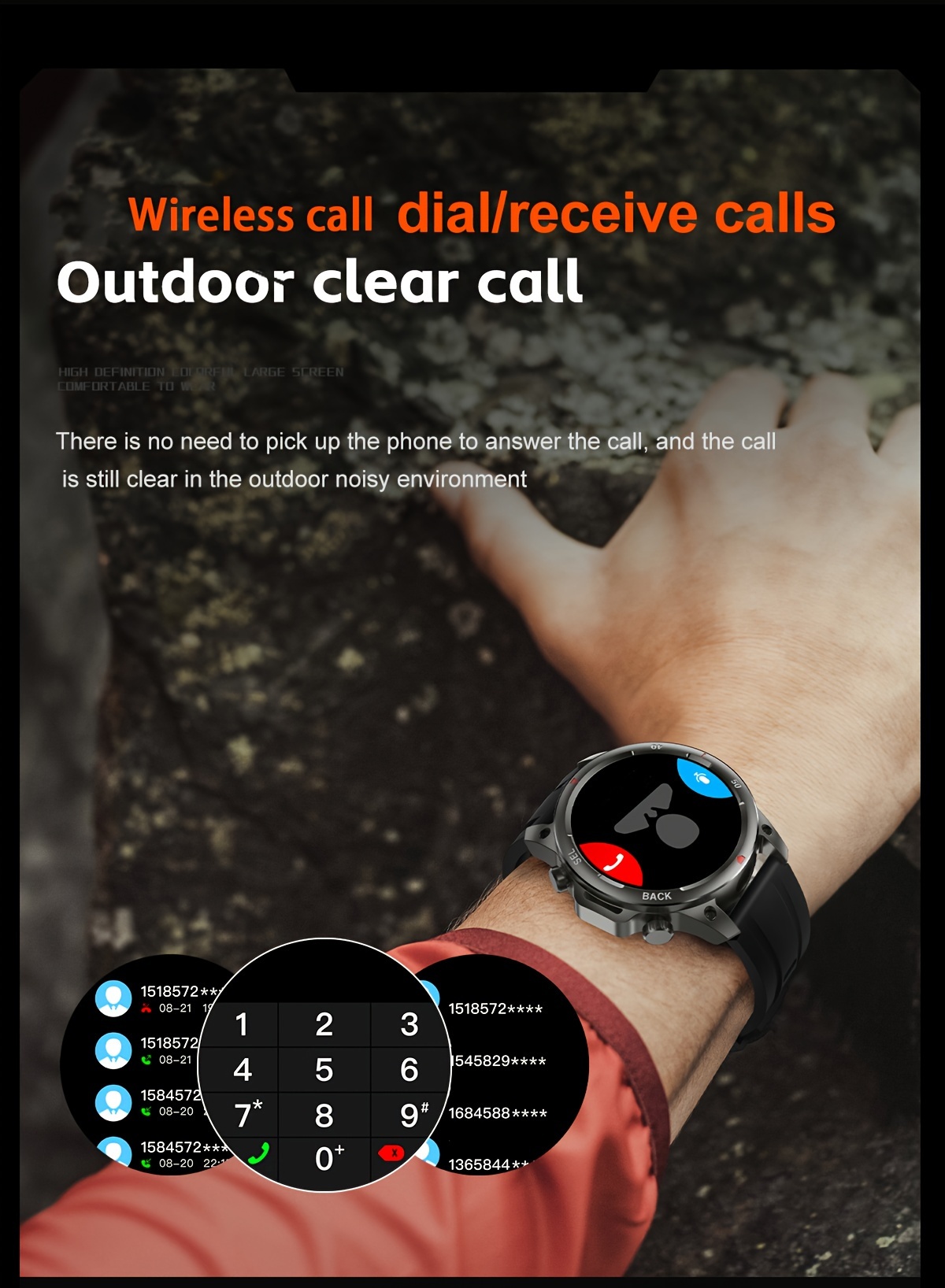 Men's Smartwatch HD LED Display, AI Voice Assistant, Wireless Calling, GPS Tracker, Compass, Fitness Tracker with Stainless Steel/Silicone Band_voghion.com