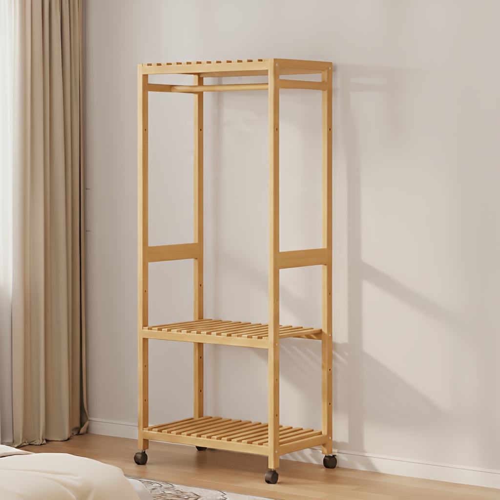 TEMU 1pc Wardrobe For Home Use, A -standing Coat Rack For Bedrooms, Suitable For Small With A , Standing Shelf, Standing Shelf