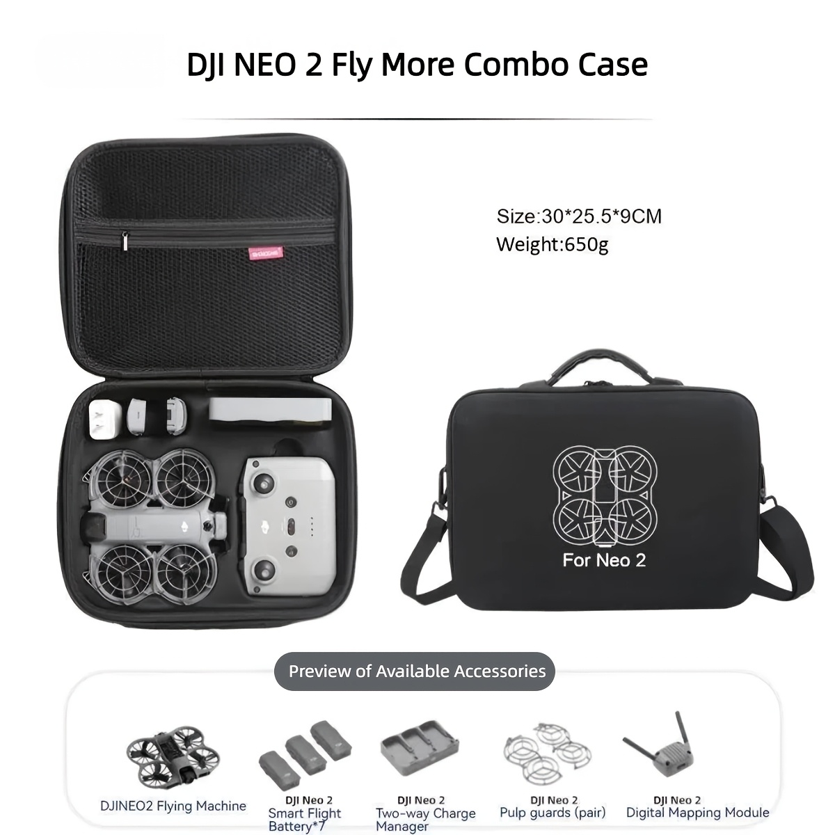 TEMU Étui de transport rigide pour DJI , sac portable pour DJI Combo, compatible avec RC 2/N3/N2/Motion 3/2 et accessoires, Combo (Étui uniquement)