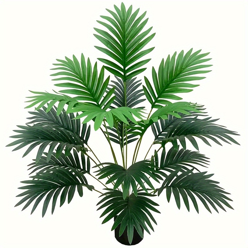 TEMU Lifelike Artificial Palm Plant With 18 Large Leaves - Ideal For Indoor/outdoor Decor, Weddings & Holidays (pot Not Included)