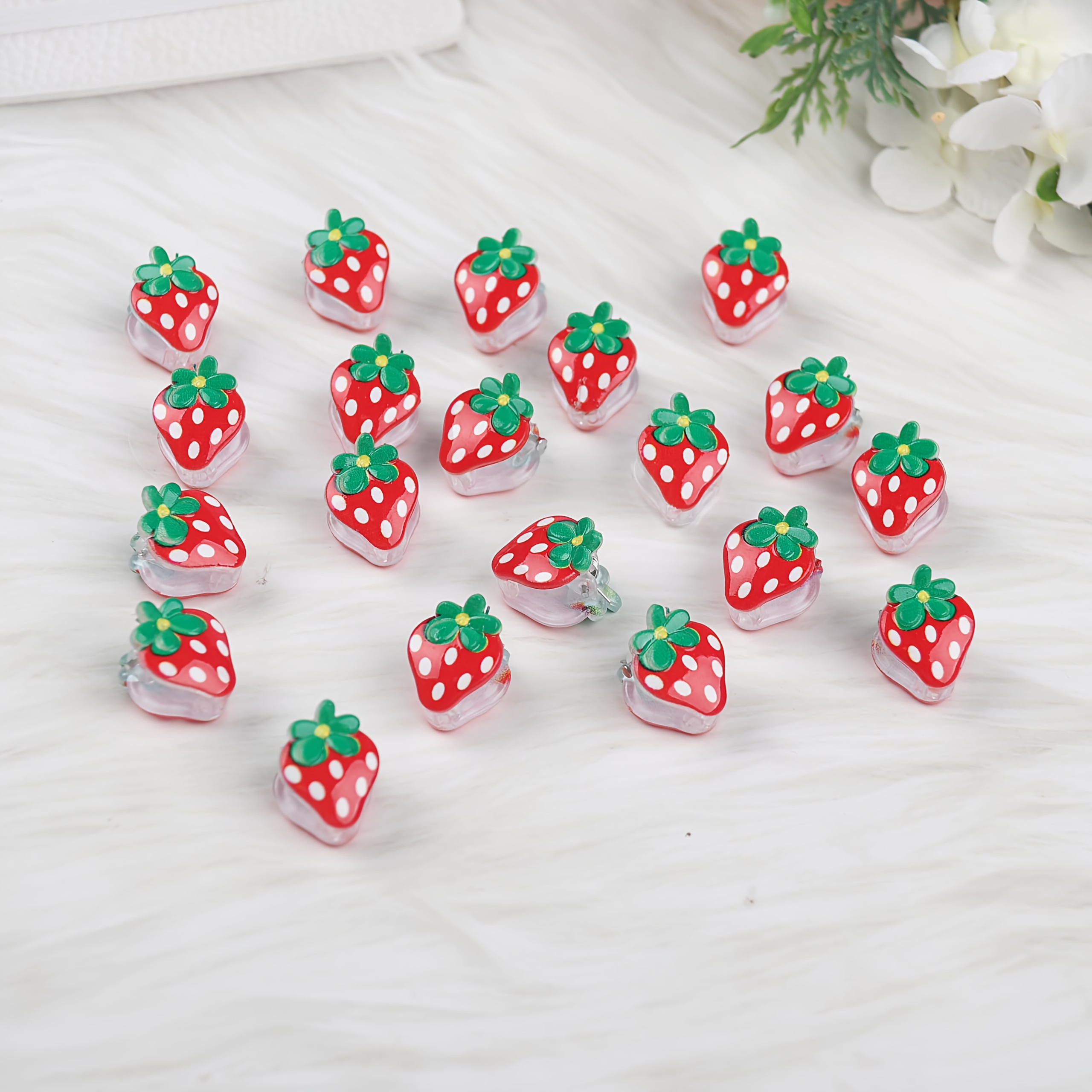 Image of 20pcs Mini Strawberry Hair Clip, Fruit Hair Claw Clip, Small Strawberry Barrette Jaw Clamp, Women Hair Additions For Birthday, Hawaii Party, Summer Theme Party