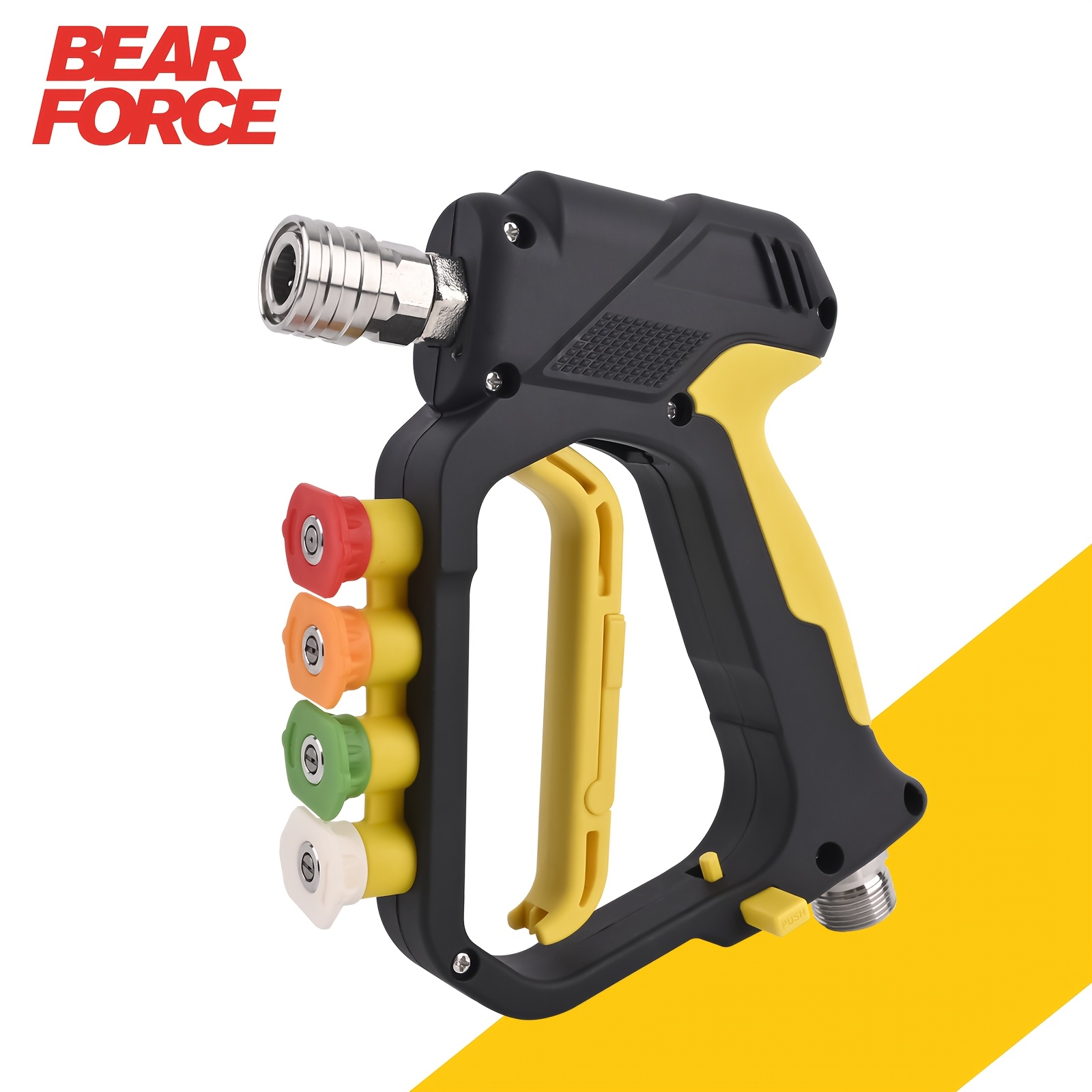 BEAR FORE Visokotlačna čistilna pištola s kratko šobo, največ 5000 PSI (345 Bar) z dovodom M22-Id14Mm & izhodnim 1/4" hitrim priključkom &