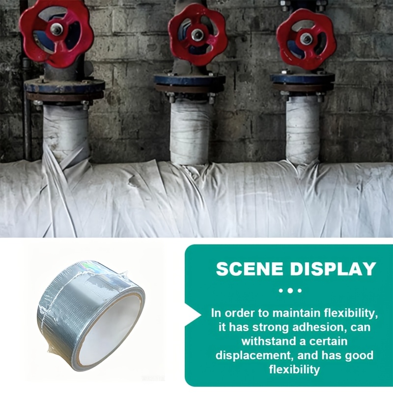 TEMU 1 Roll 590.55 Inch Heavy Duty Waterproof Aluminum Foil Tape - Super Strong Durable, High Temperature Resistant, Leak-proof And Rust-proof,