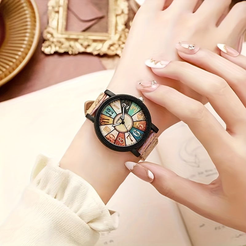 

Quartz Watches For Women Wooden Wrist Watch Alloy Pointer Jewelry Set Great Gift For Bgirlfriend