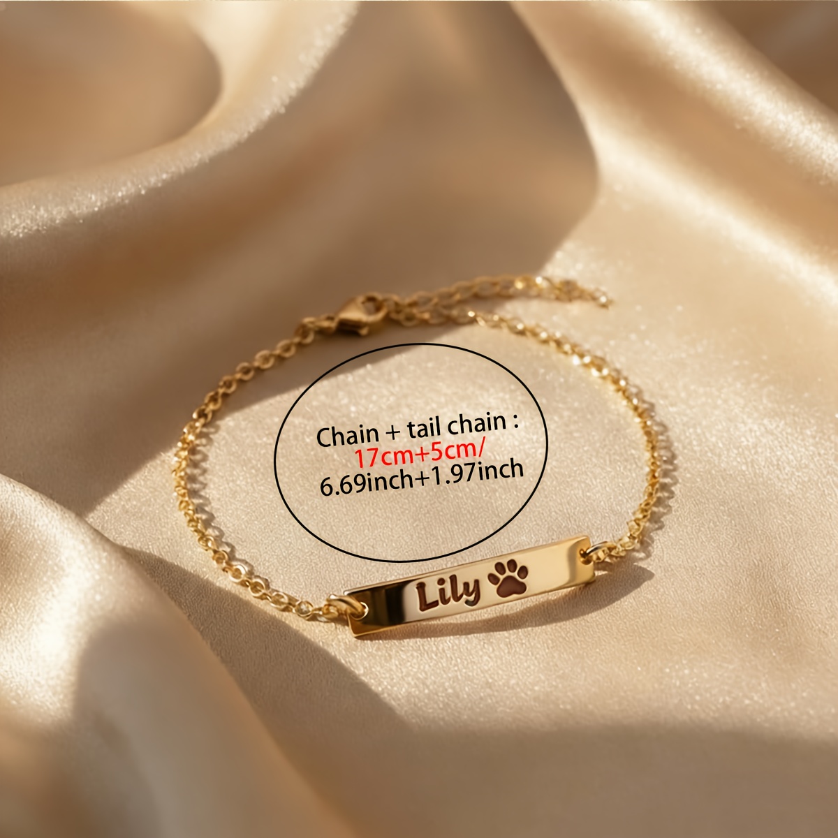 Personalized 18K Gold Plated Pet Paw Print Memorial Bracelet