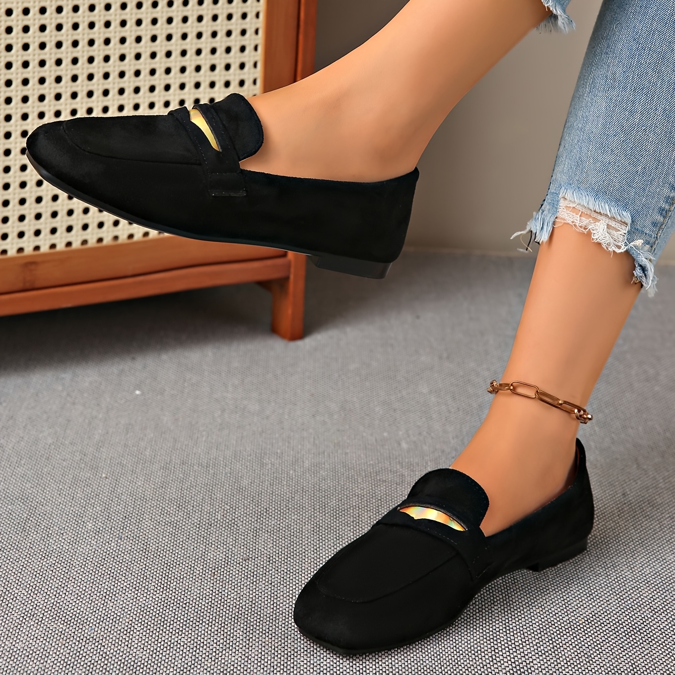 TEMU Mocassins plats tendance d'extérieur pour femme, chaussures décontractées portables, chaussures pour femme élégantes, chaussures de dame chics