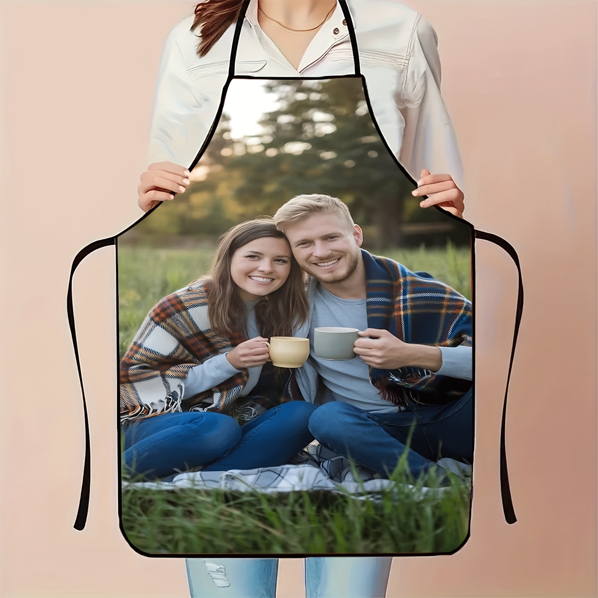 E-shop Personalisiertes Foto-Schürze, 1 Stück, Schürze, 2D, Mode, Valentinstag, Thanksgiving Geschenk, (19X27 Zoll, 23X31 Zoll), Backen und