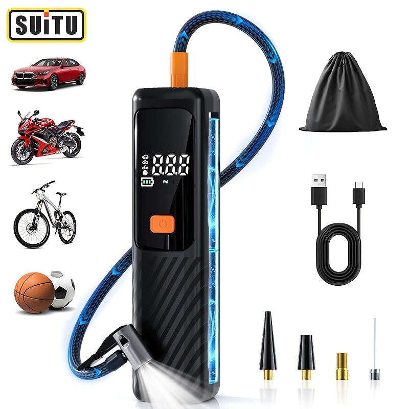 E-shop Der SUITU Portable Wireless Digital Inflator ist ein kompakter Auto-Lufterzeuger, der für müheloses Aufpumpen entwickelt wurde. Er verfügt über