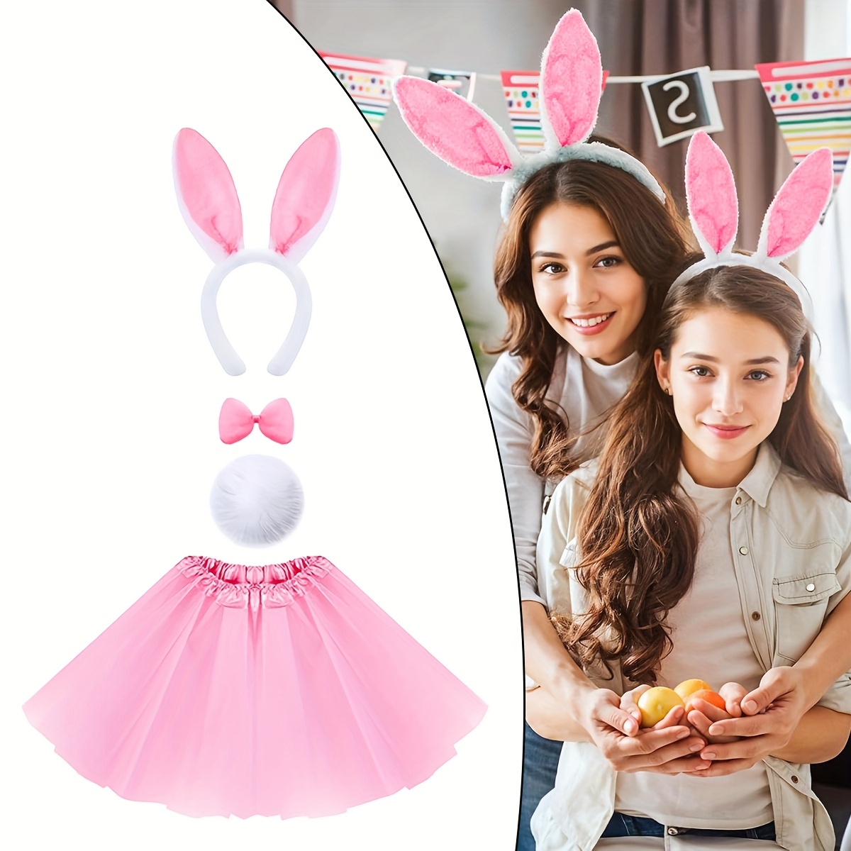 4pcs cute bunny costume set polyester rabbit ears headband Temu