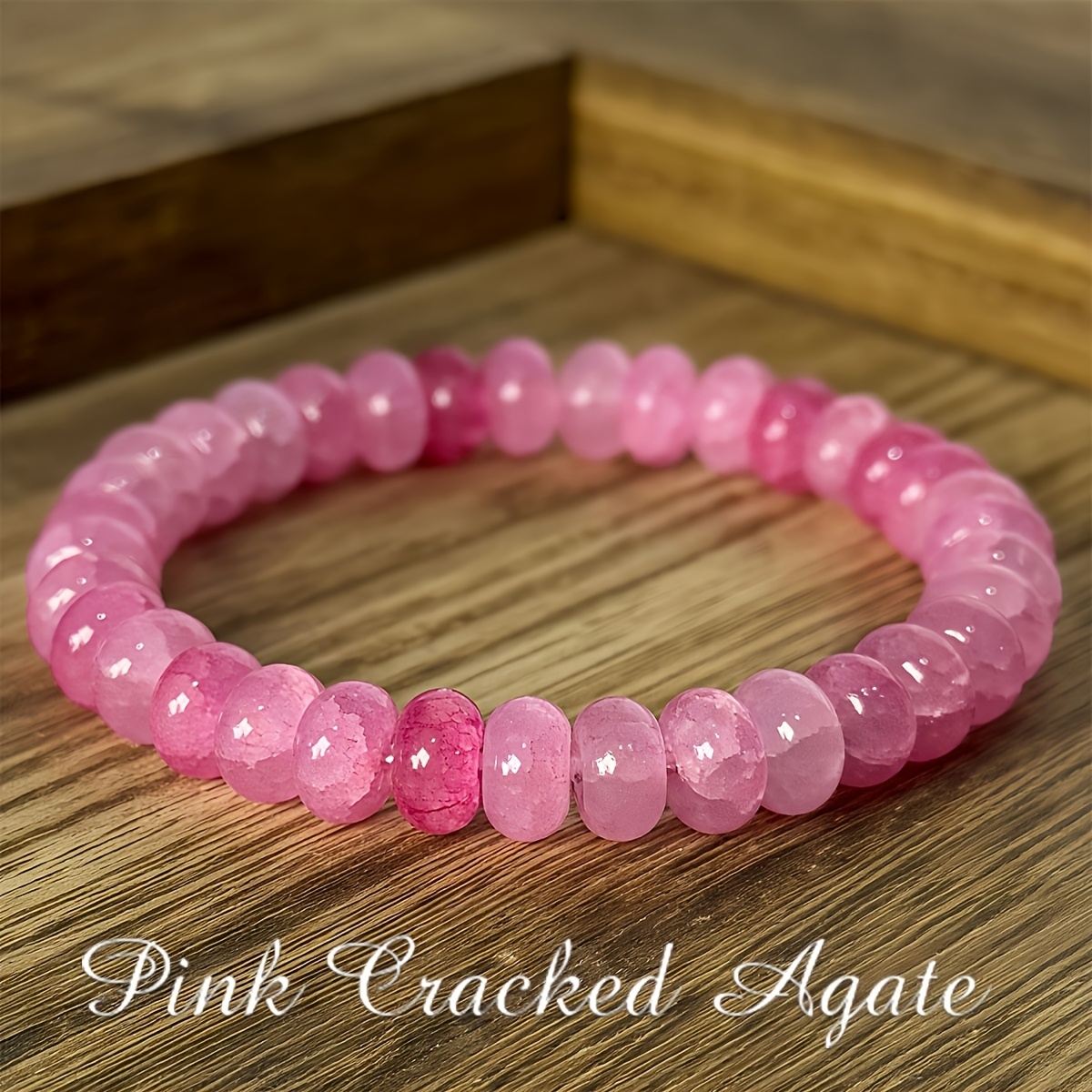 E-shop 1 Stück Rissiger Achat-Perlenarmband – Niedlicher verführerischer Schmuck aus Naturstein, Geburtsstein für Februar, ideal für den besondere