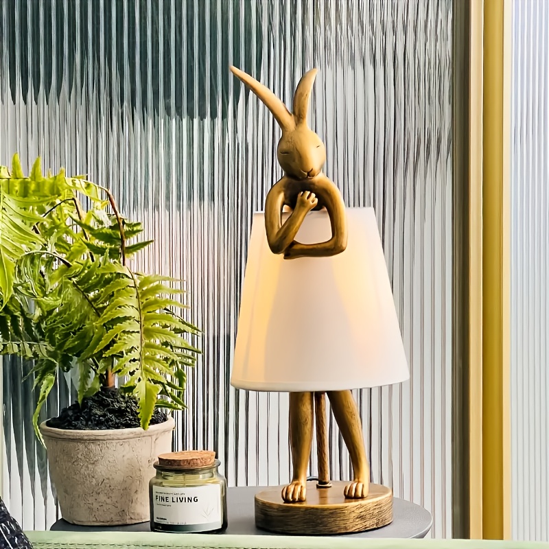 cute rabbit animal table lamp creative lampshade apron with   dimmable white   lampshade 15 7 inch bedside table living room office restaurant bar valentines day gift decoration gift lamp Product details 5