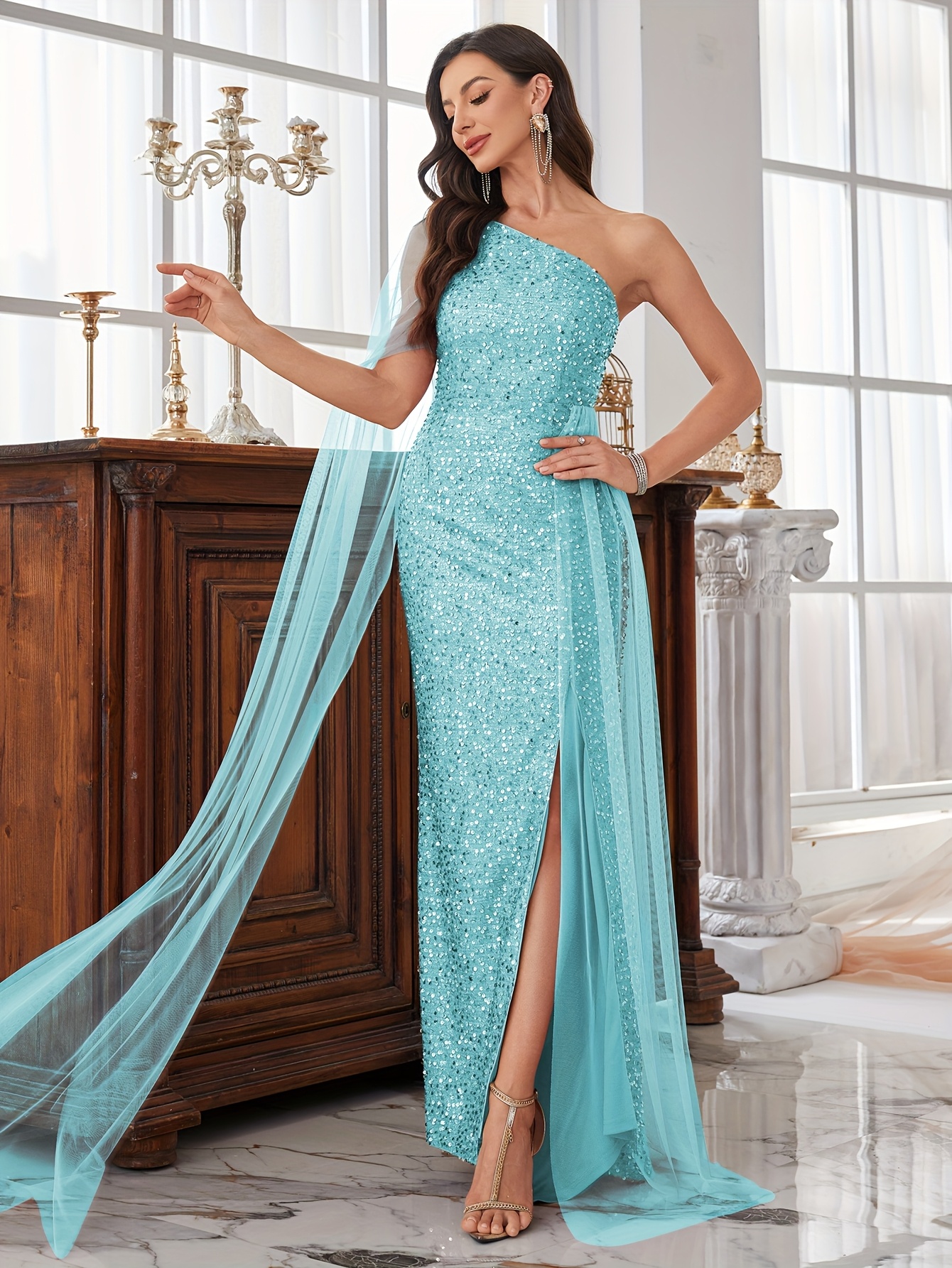 dress women elegant split STYLEOFCB WOMEN SEQUIN SLIT STRAPLESS DRESS IN GOLD-maxi dresses-split  dresses-sequin dresses-gold-regular size-hidden zipper-sexy-latest-new in  dresses-party dress-prom dresses-homecoming dress-graduation dress-formal  wear-clothing-dresses for women main image 1