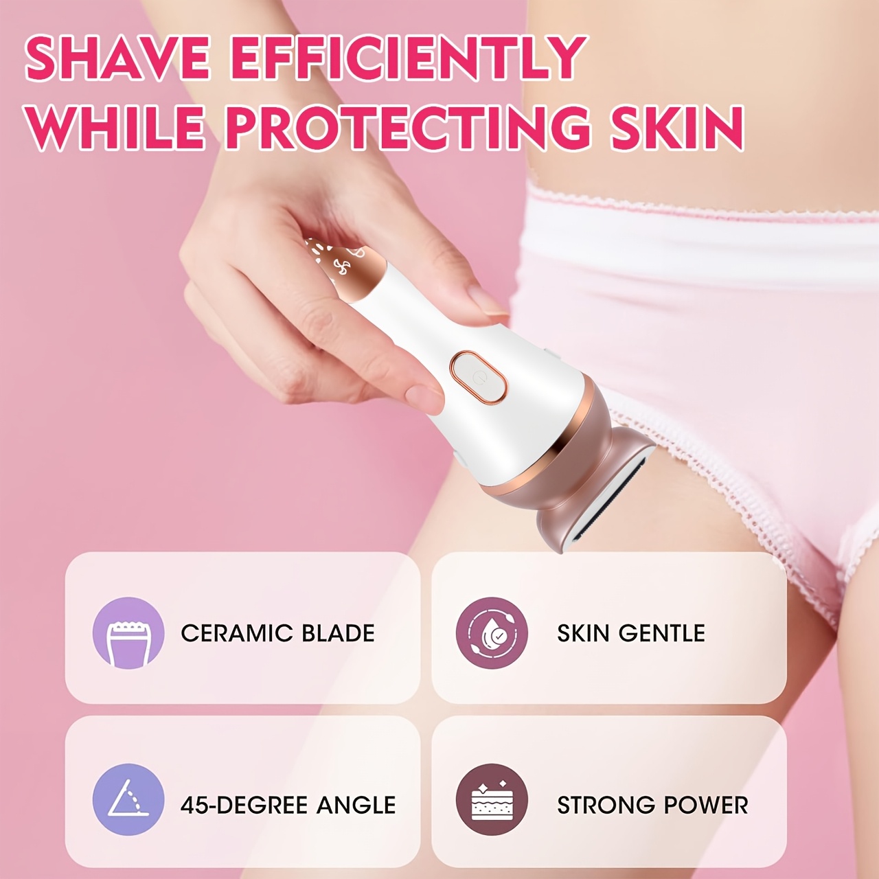 Ženski epilator za lice s tri glave | Punjivi, pametni boja riže ruža, oštrice od nehrđajućeg čelika, USB punjenje, marka HATTEKER, set tri u jedan za podplatice i intimno čišćenje, rođendanski poklon za djevojku, ceremonija za odrasle