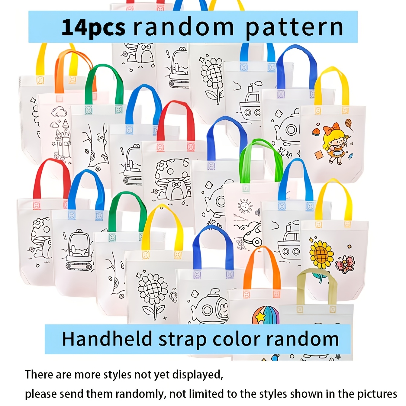 TEMU 14/48pcs Large Gift Bags With Random Patterns, Featuring Sturdy Loop Handles Perfect For Packaging Without Glue Or , Easy To Assemble Ideal For