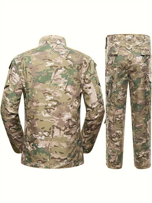 mens camouflage training suit outdoor non stretch fabric regular fit camouflage pattern black pants outdoor gear camouflage suit durable fabric