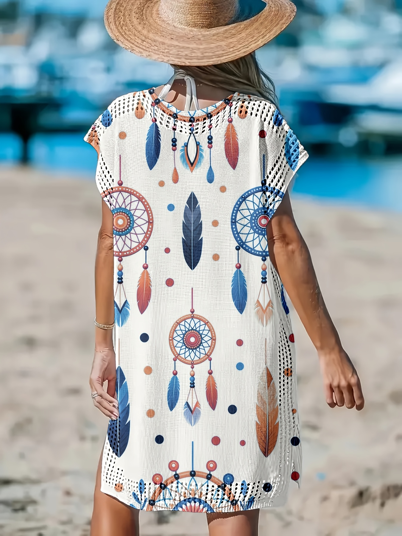 beach dress indian Bar to Beach White Dress – Asymmetric Hem Resort Dress main image 1