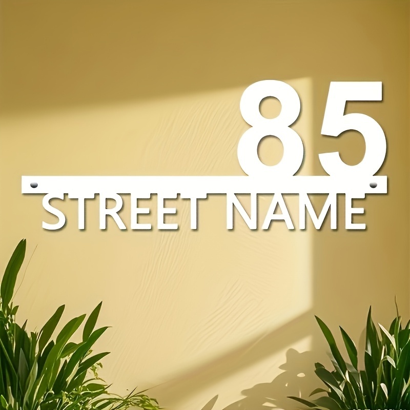 TEMU 1 Custom Metal Modern House Number - Personalized Street Name Sign, Suitable For Apartments And Outdoor Address Signs, Windproof Wall-mounted