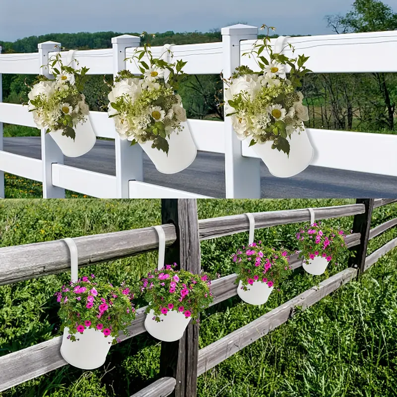 Fioriere Da Balcone Con Staffe - Set 2 Vasetti Rosso E Bianco - Foto 11