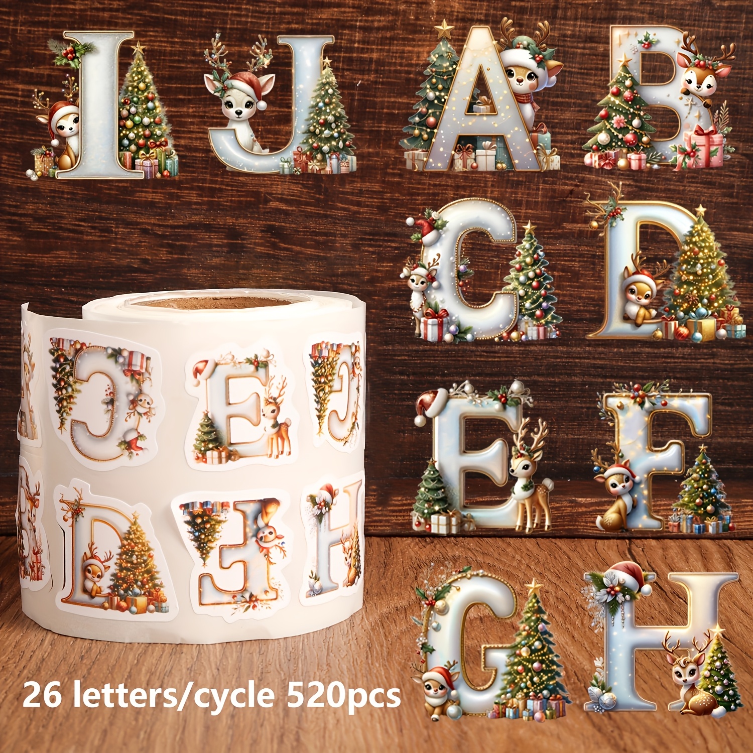 TEMU 520pcs, Autocollants, Rouleau d'autocollants de décoration de Noël spéciale avec , pour de cadeaux, , les décorations, - À base de papier,