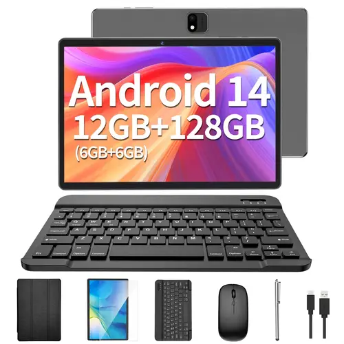 2025 new tablet with keyboard 2 in 1 tablet 12gb 6gb 6gb 128gb android 14 tablet 10 inch tablet with case mouse 4g 5g wifi gps tablet pc