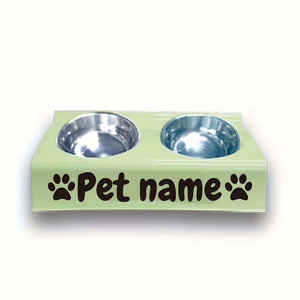 TEMU (customized) Personalized Integrated Bowl Pet Bowl, Double Bowl With Custom Name 2 Cat Bowls, Anti-knocking Cat And Dog Food Bowls And Dog Bowls