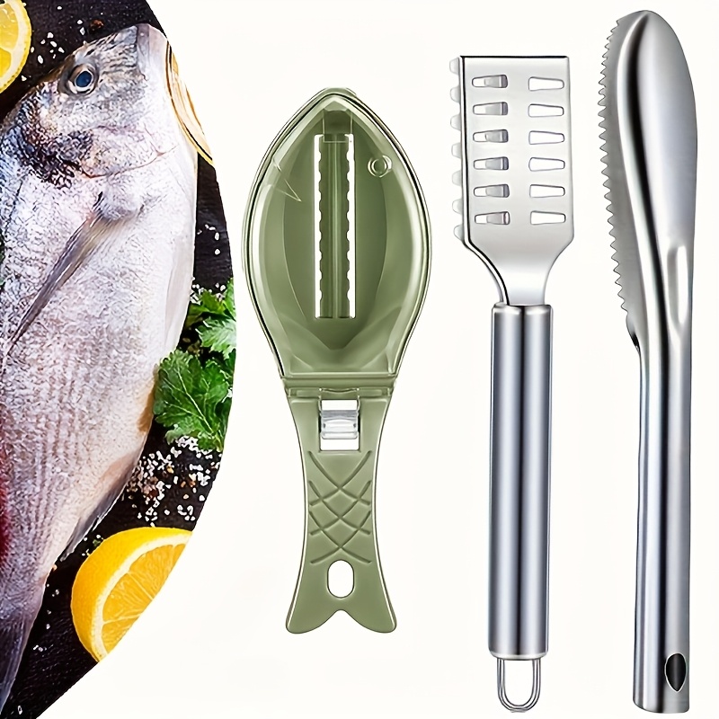 Set Of 3 Stainless Steel Brushes For Removing Fish Scales, A Versatile Seafood Tool That Makes And