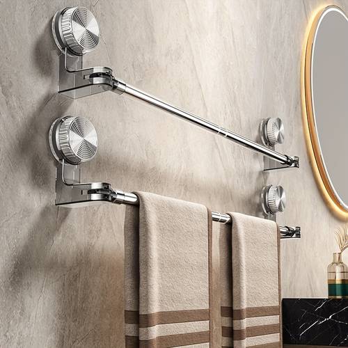 stainless steel punch free towel rack retractable bathroom suction cup storage rack strong and strong load bearing capacity multifunctional shower rack suitable for shower room and balcony storage home storage artifact towel racks