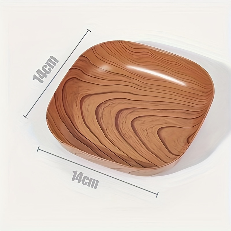 TEMU 10pcs Square Plate With Base Kitchenware Plastic Wooden Snack Fruit Tableware Kitchen