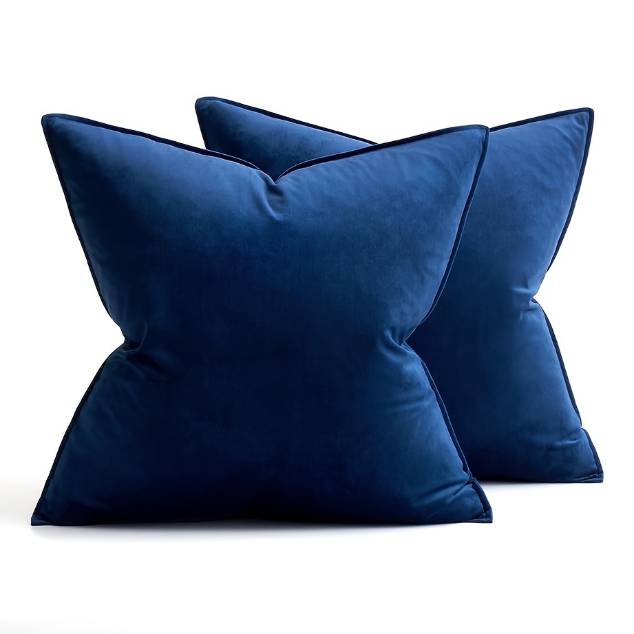 2pcs Decorative Velvet Throw Pillow Cover Soft Solid Pillow Cover With Flanged Edges, Modern Cushion Case For Sofa Bedroom Car Farmhouse (no Pillow Insert)