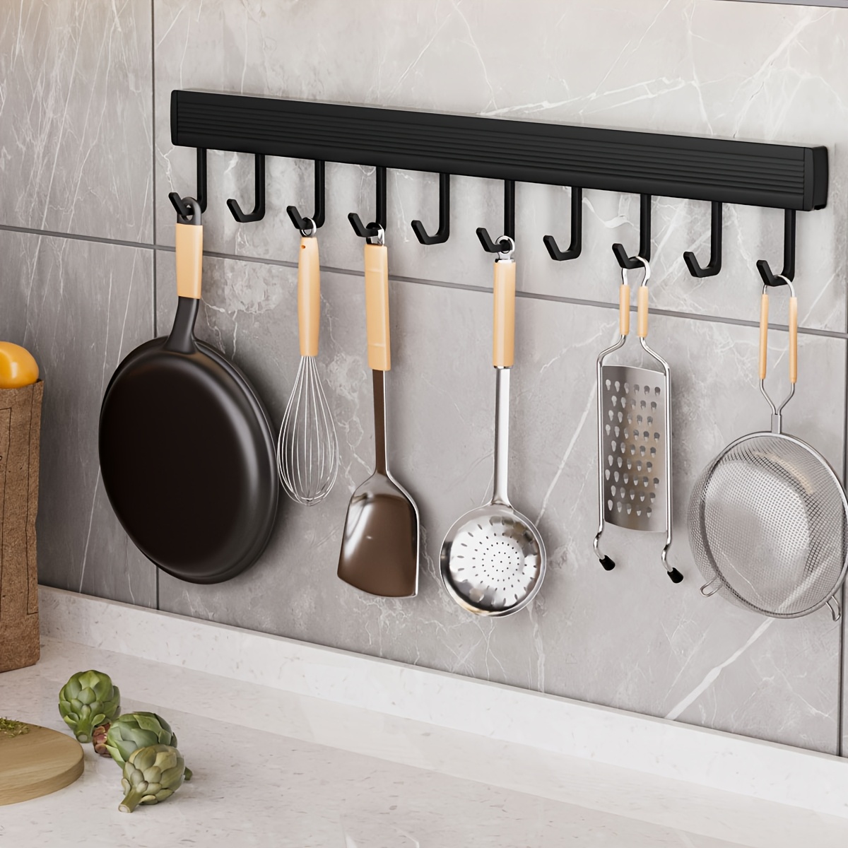 no drill kitchen utensil rack a wall mounted storage rack for tableware pots and pans cutting boards and towels       without drilling and its space saving design   your kitchen countertop neat and organized