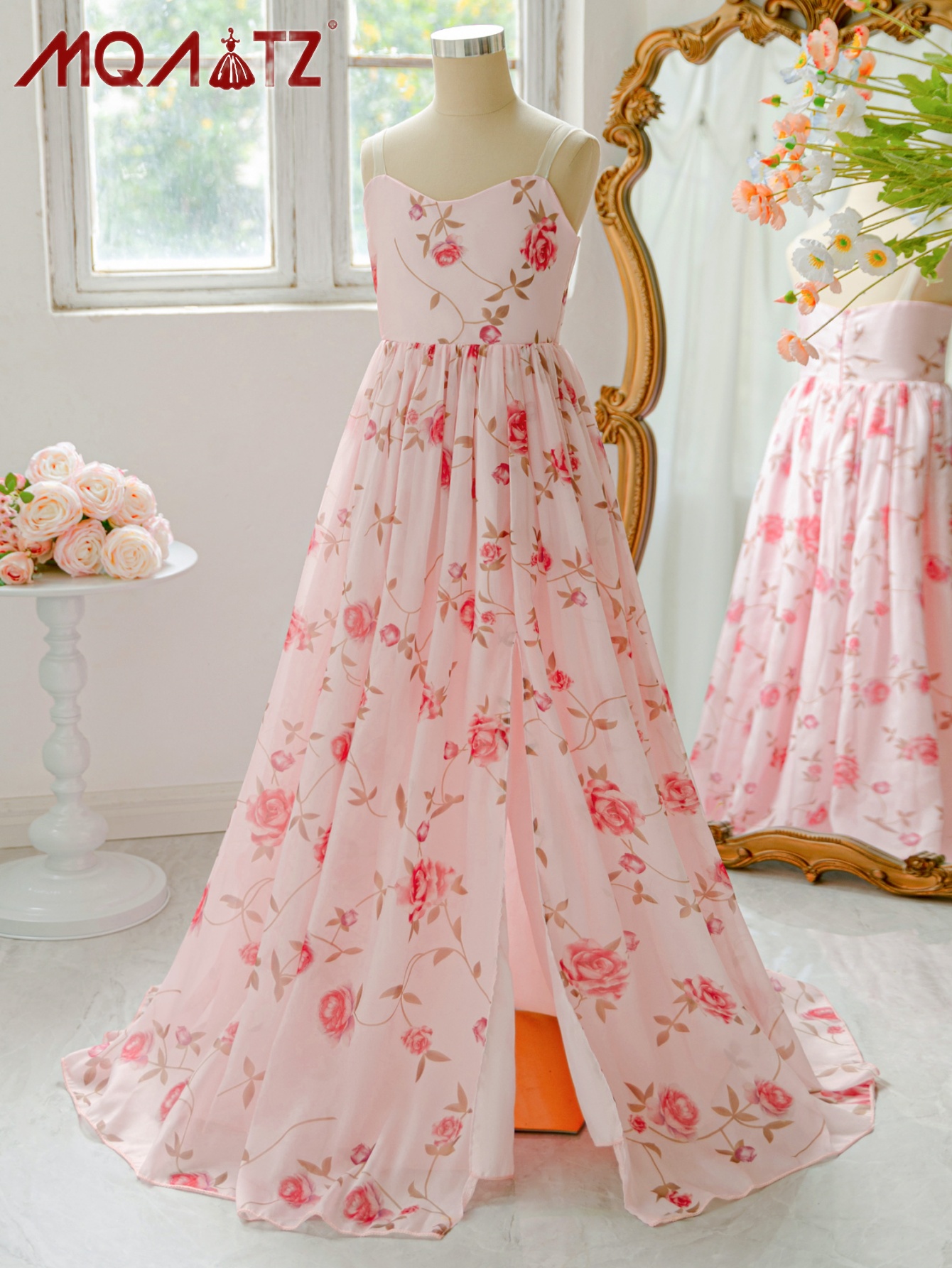 elegant pink floral shoulder maxi dress girls ultra long - Temu Australia