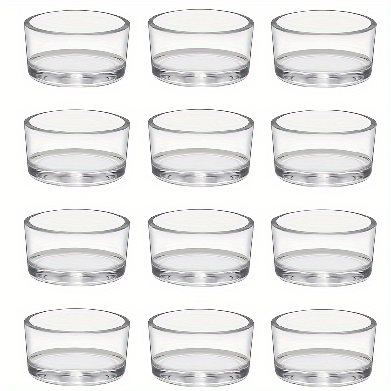 12pcs Transparent Glass Candle Holders, Diameter 4.7cm, Height 2.5cm, Used For Home Decoration, Wedding, Party And Table Setting