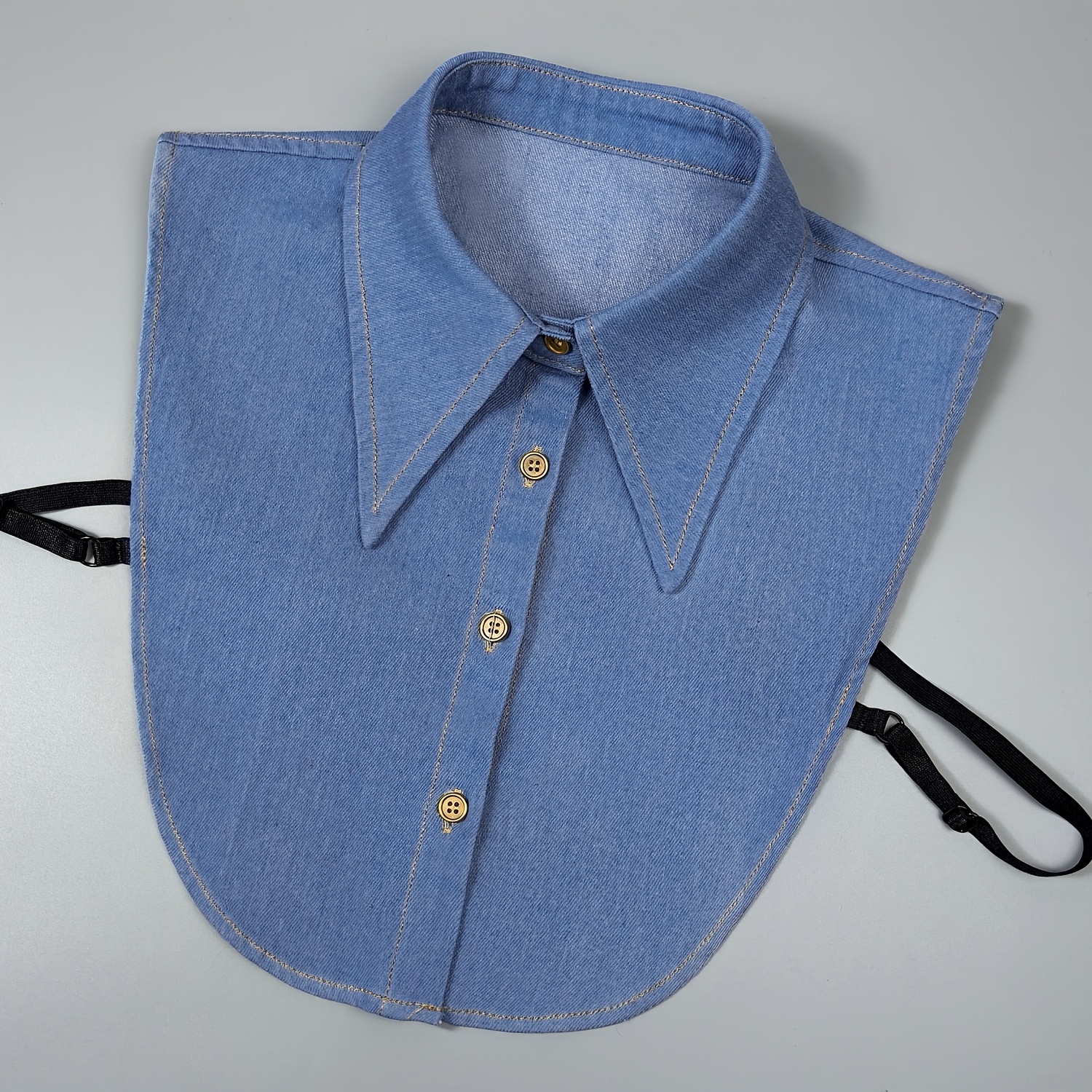 TEMU 1pc Trendy Denim Detachable Collar For Men And Women, Versatile High-quality Fashionable Large Collar For Spring, Summer, Autumn, Winter,