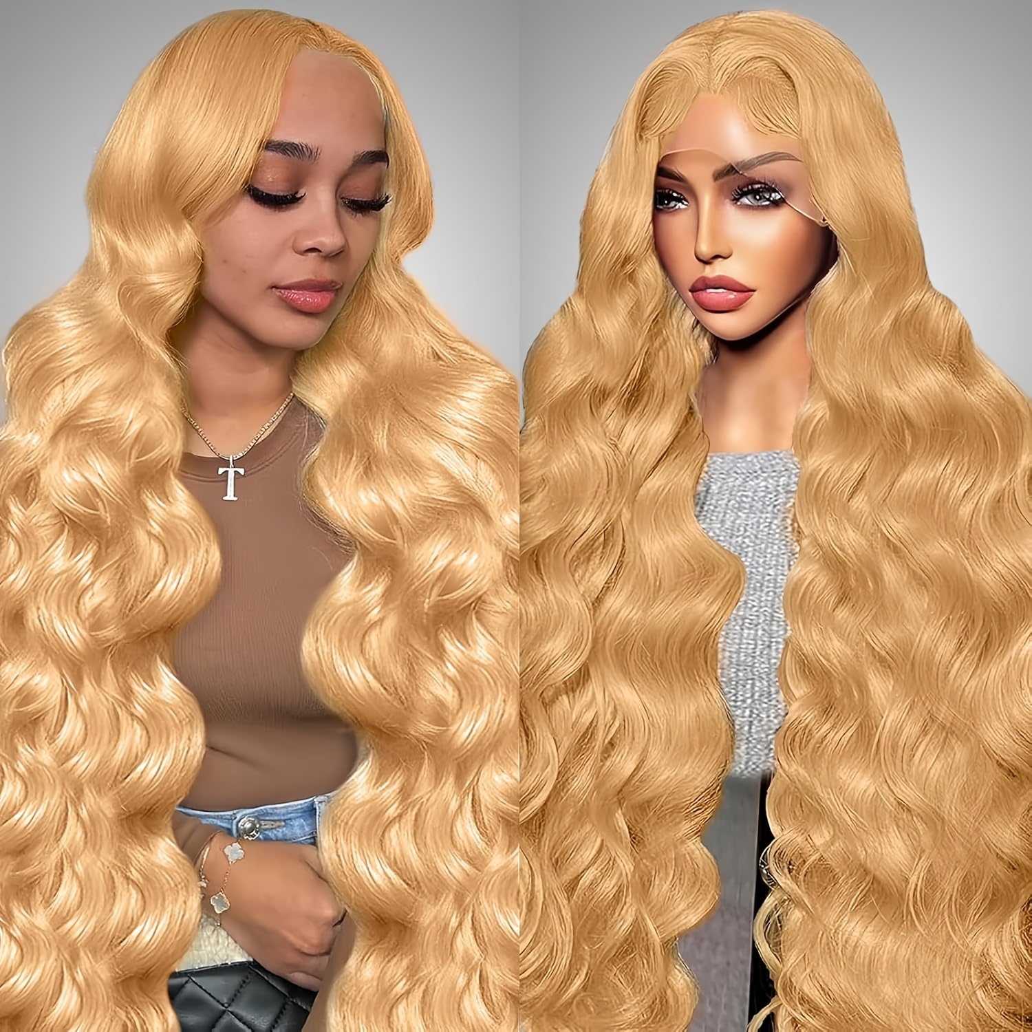 honey blonde curly wig human hair 13x6 honey blonde hd lace  display picture 1