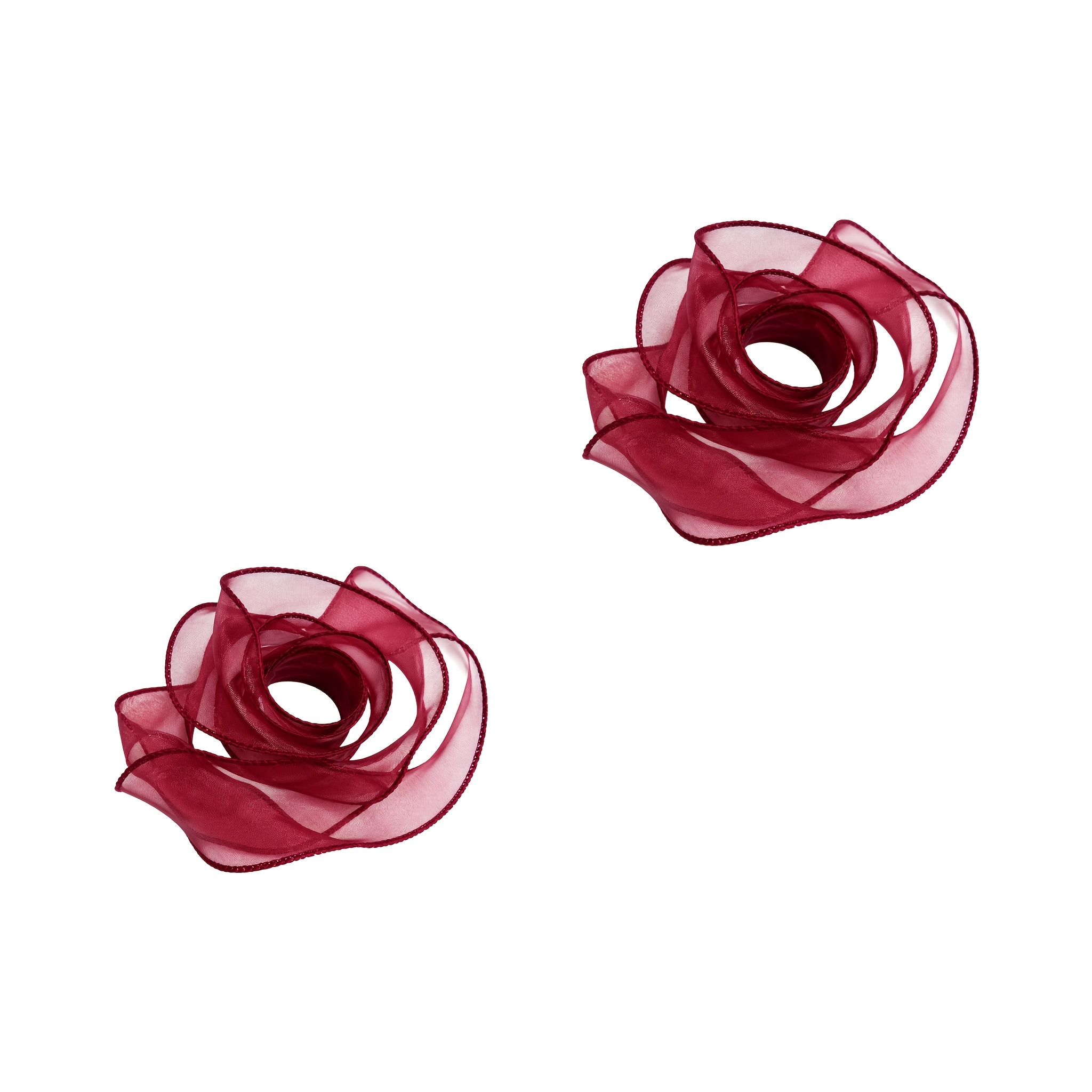 TEMU 2 Rolls Of Wine Red Wavy Satin Mermaid Tail Ribbon, A Smooth Decorative Craft Packaging Ribbon, Suitable For Diy Bows, Wedding Bouquets, Floral