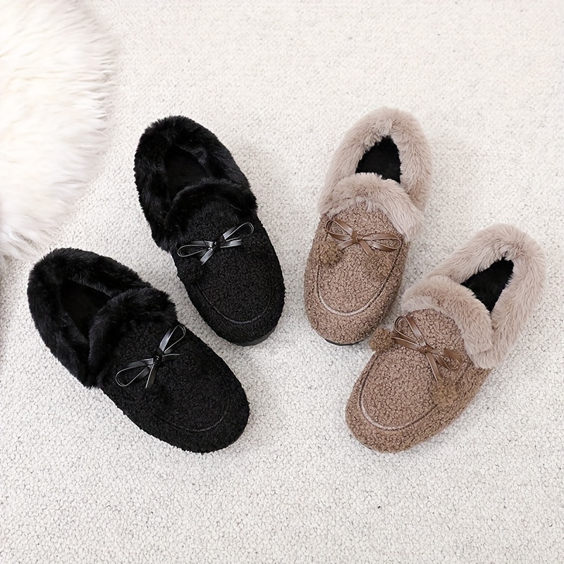 

's - Fleece-lined -on Shoes Bowknot , & Comfortable For Use, For ,